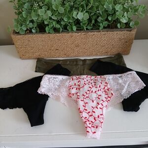 Victoria's Secret Floral Lace Panties - Red, Black, White